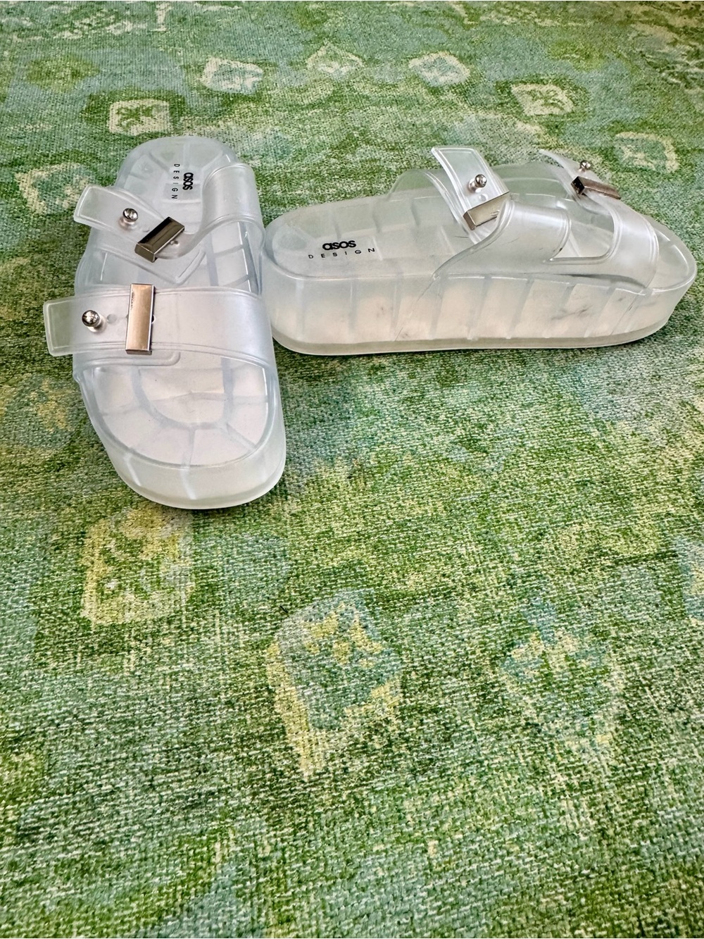 ASOS Clear Jelly Slides with Silver Buckle Details - Picture 2 of 5